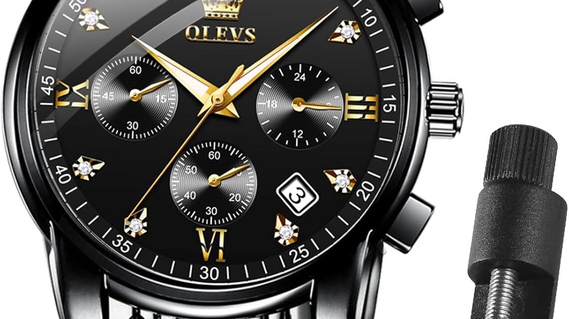 OLEVS Mens Watches Waterproof Stainless Steel Adjustable Bracelet Watch Quartz Analog Watch for Men Fashion Business Classic Mens’s Wrist watch’s Casual Watches Gold/Blue/Black/White/Face/Dial