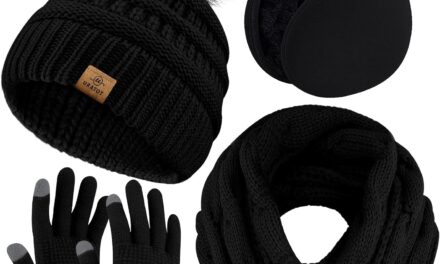 URATOT Winter Warm Gloves Sets Women’s Scarf Hat and Gloves Set Touch Screen Gloves Winter Ear Warmer Set for Men