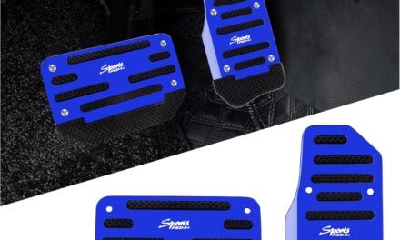 2PCS Car Pedal Covers – Premium Aluminum Alloy Non-Slip Gas and Brake Pedals Covers for Safe Driving – Universal Car Accessories Fits Car Truck SUV Van with Automatic Transmission (Blue)