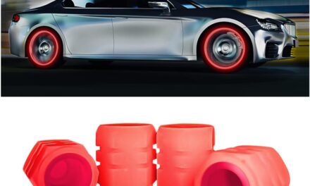 4PCS Fluorescent Car Tire Valve Stem Caps, Luminous Glow in The Dark Auto Tire Valve Cover, Illuminated Corrosion Resistant, Car Decor Accessories Universal for SUV, Trucks, Cars (Red1)