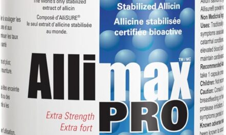 Allimax Pro 450mg 100 Vegicaps. Allicin Garlic Supplement to Support Your Body’s Immune Function. With Stabilized Allicin Extracted from Clean & Sustainable Spanish Grown Garlic. Professional Strength