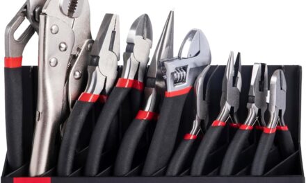 10PC Pliers&Wrench Set, Includes Locking Pliers,Long Nose Pliers,Diagonal Pliers,Groove Joint Pliers,Linesman Pliers,Mini Pliers and Adjustable Wrench,With Storage Rack.For DIY&Home Use.