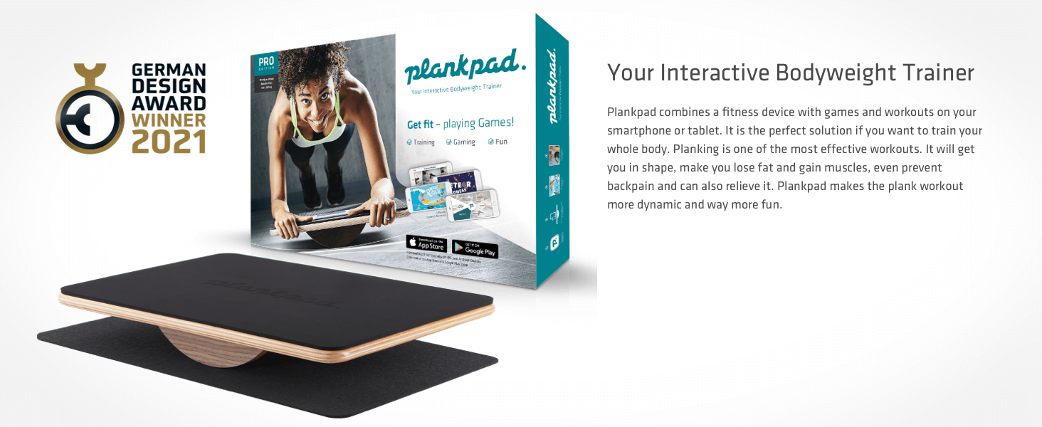 Plankpad combines a fitness device with games and workouts on your smartphone or tablet. 