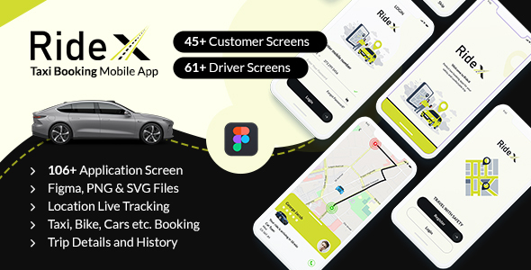 RideX Taxi Booking Figma Mobile App