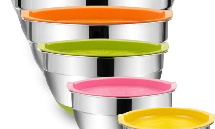 Umite Chef Mixing Bowls with Airtight Lids, 6 Piece Stainless Steel Metal Bowls, Measurement Marks & Colorful Non-Slip Bottoms Size 7, 3.5, 2.5, 2.0,1.5, 1QT, Great for Mixing & Serving