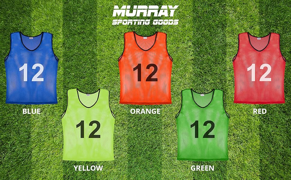 Murray Sporting Goods Adult/Youth Team Pinnies, Set of 12 - All Colors