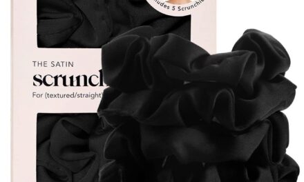 Kitsch Satin Hair Scrunchies for Women, Softer Than Silk Scrunchies for Hair, Satin Scrunchies for Girls, Satin Hair Ties for Women, Silk Hair Ties No Damage, Silk Ponytail Holders, 5 pcs (Black)