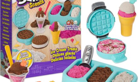 Kinetic Sand Scents, Ice Cream Treats Playset with 3 Colors of All-Natural Scented Play Sand and 6 Serving Tools, Sensory Toys for Kids Ages 3 and up