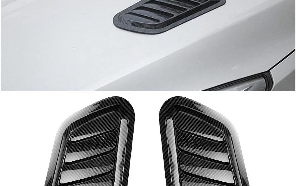 Blilo Car Hood Vents, 2PCS Universal Hood Air Vents for Car Hood Scoop, Bonnet Vent Hood Air Intake Trim Cover (Carbon Fiber)