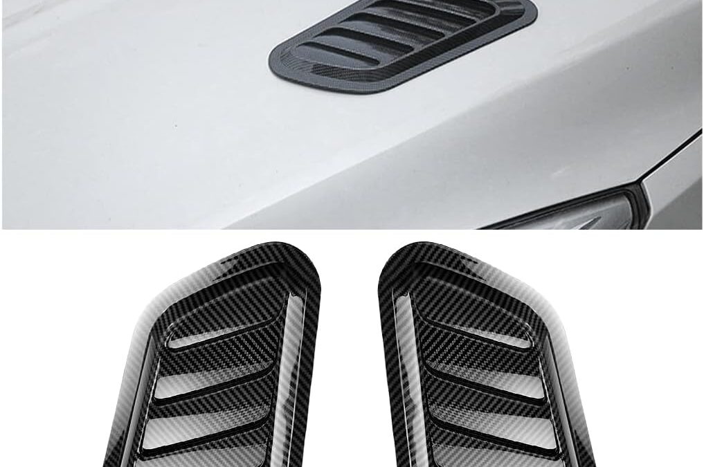 Blilo Car Hood Vents, 2PCS Universal Hood Air Vents for Car Hood Scoop, Bonnet Vent Hood Air Intake Trim Cover (Carbon Fiber)