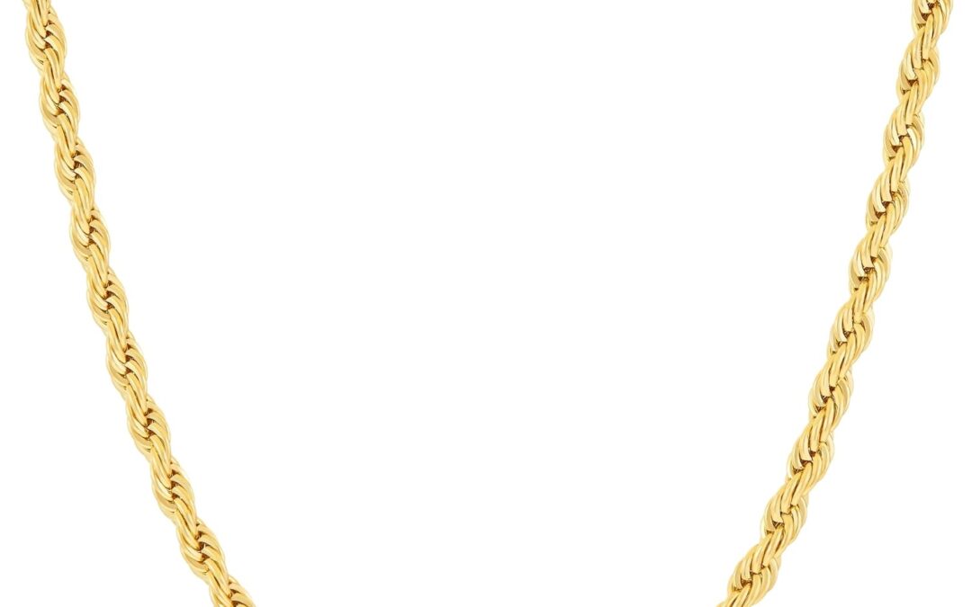 LIFETIME JEWELRY 24k Real Gold Plated 3mm Gold Rope Chain for Men & Women Diamond Cut Gold Chain Necklace Women & Necklace for Men 14 to 36 Inch