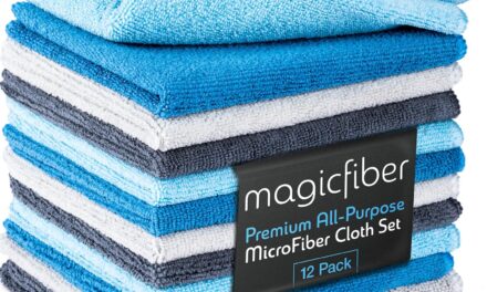 MagicFiber Microfiber Cleaning Cloth 12 Pack, Large 13″ x13” Highly Absorbent Streak-Free Microfiber Towels Cleaning Rags for Home, Cars, Windows