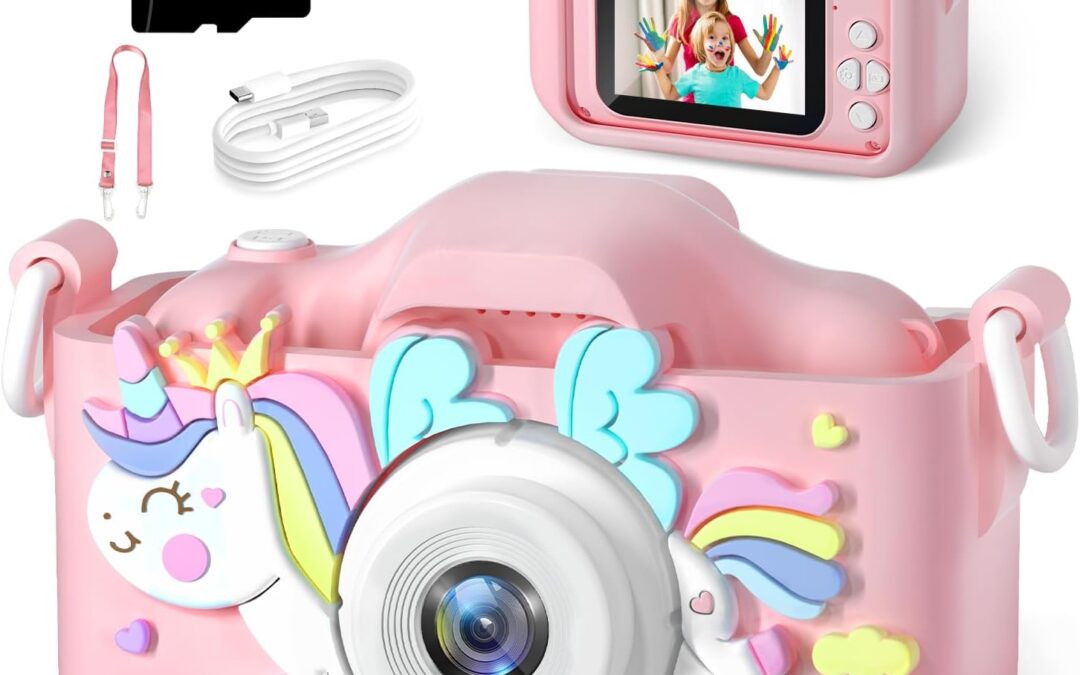 Kids Camera, 32GB Rechargeable Toddler Digital Camera Toy for Ages 5-7, Fun & Educational Toy for Boys & Girls 3 4 5 6 7 8 9 10 11 12 Year Old, Best Birthdays for Kids, Pink