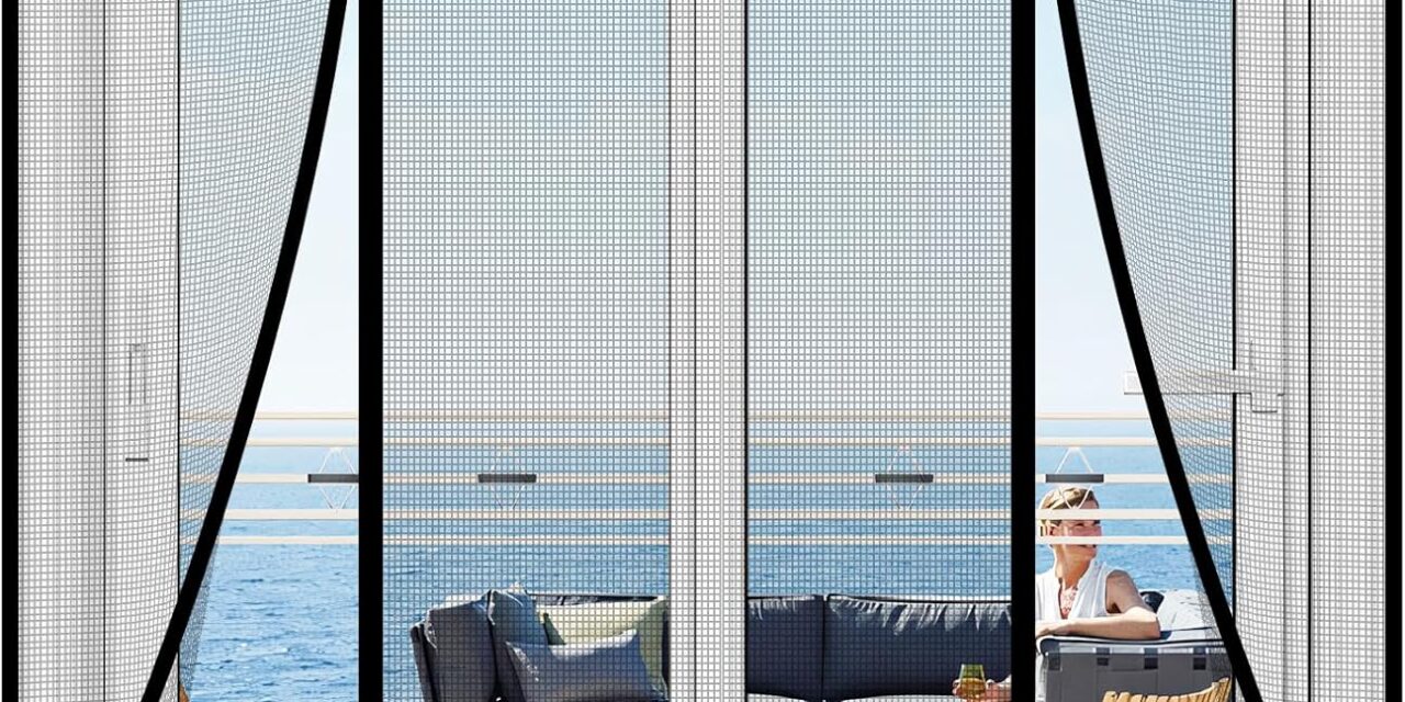 Magnetic Screen Door Upgraded PET Mesh Stronger Than Fiberglass and Polyester,Hands Free,Keeps Bugs Out,Pet & Kid Friendly,Suitable for Sliding Door,Large Patio Door and French Door-48”x96”