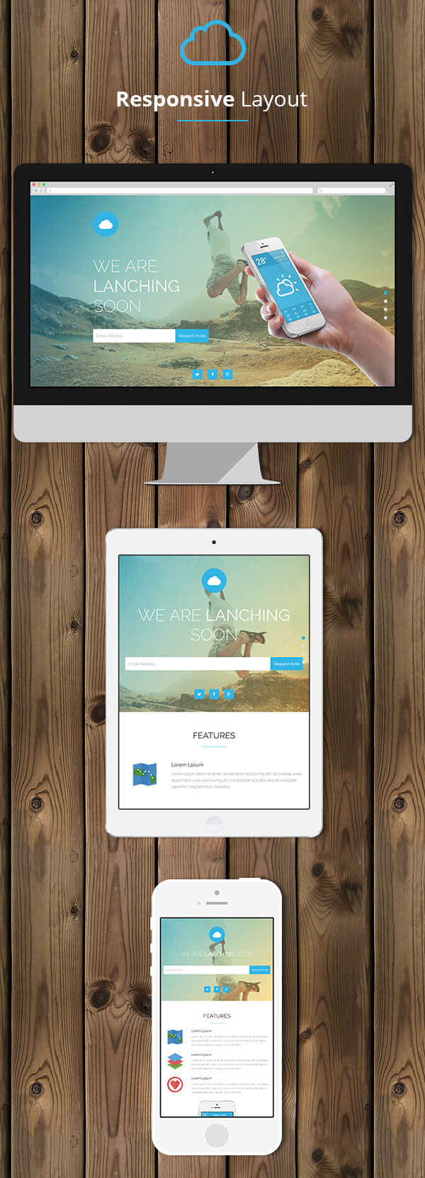 Cloud - Mobile App Coming Soon Responsive Template - 4