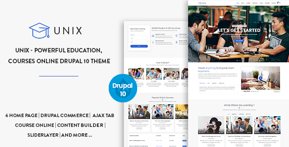 Unix – Powerful Education, Courses Online Drupal 10 Theme