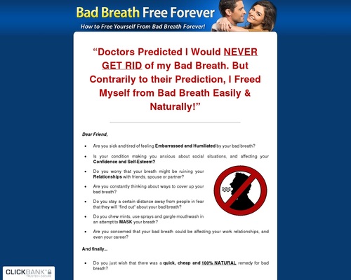 Bad Breath Free Forever – The 100% Natural Remedy For Bad Breath!